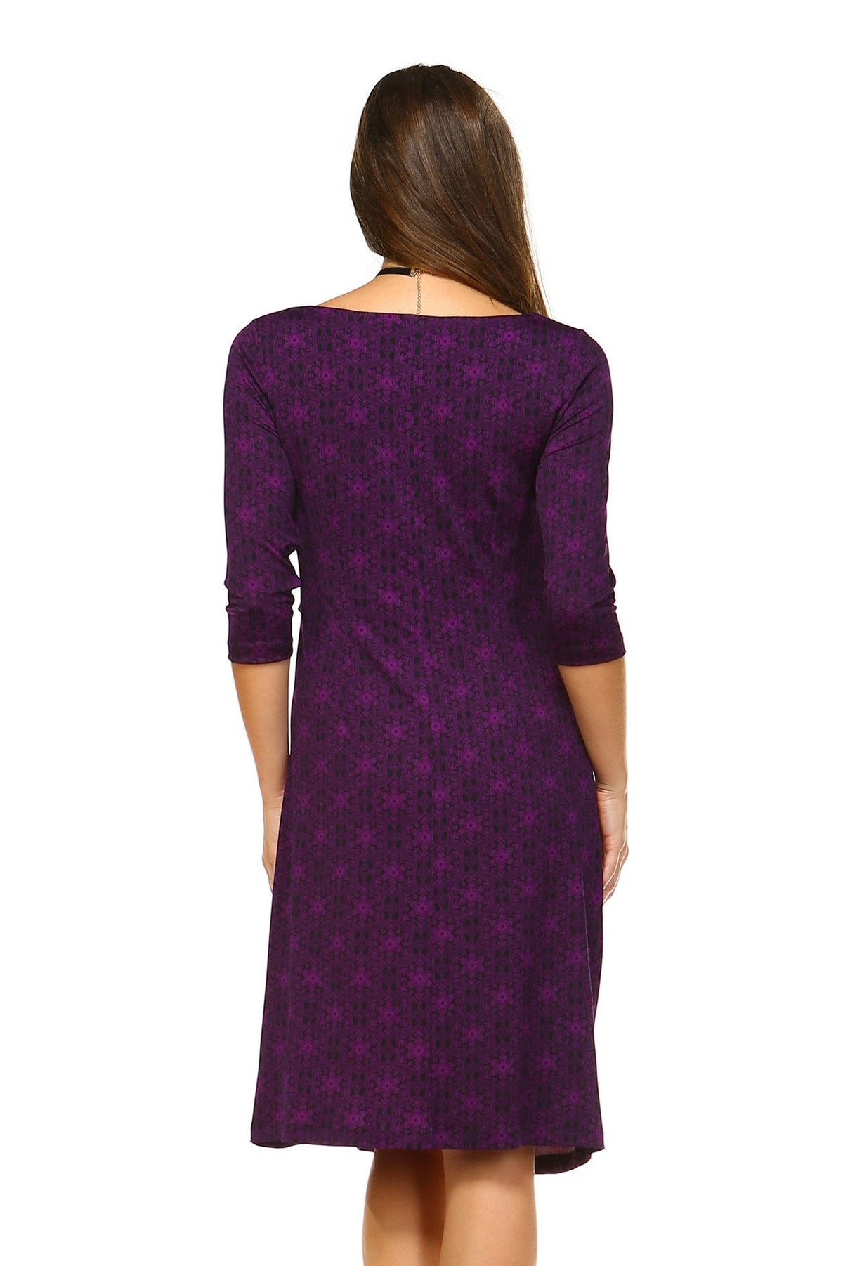 Women's 3/4 Three Quarter Sleeve Midi Dress with Geometric Pattern Dresses / Midi - Tophatter Daily Deals