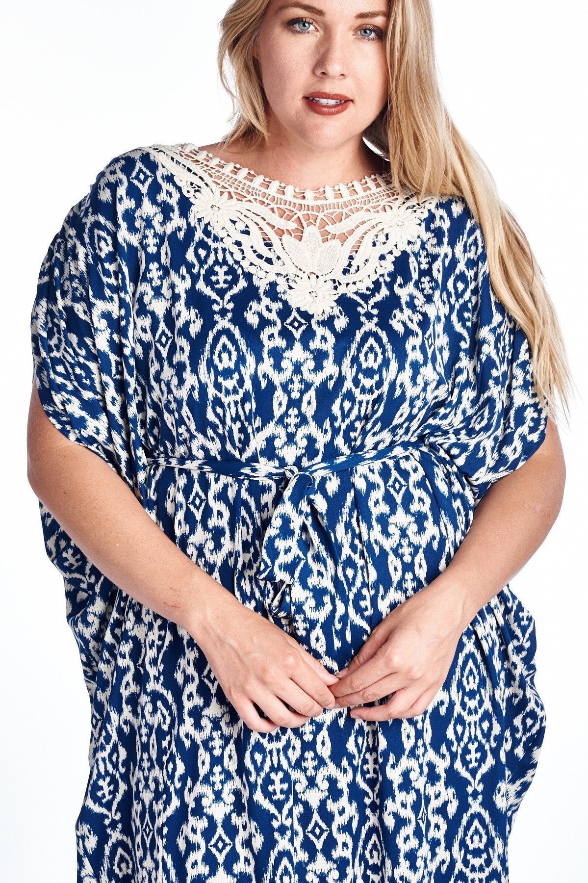 Women's Plus Size Ikat Printed Crochet Dress Plus Size / Dresses - Tophatter Daily Deals