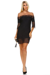 Women's Sheer Mesh Lace Dress Black Dresses / Mini - Tophatter Daily Deals