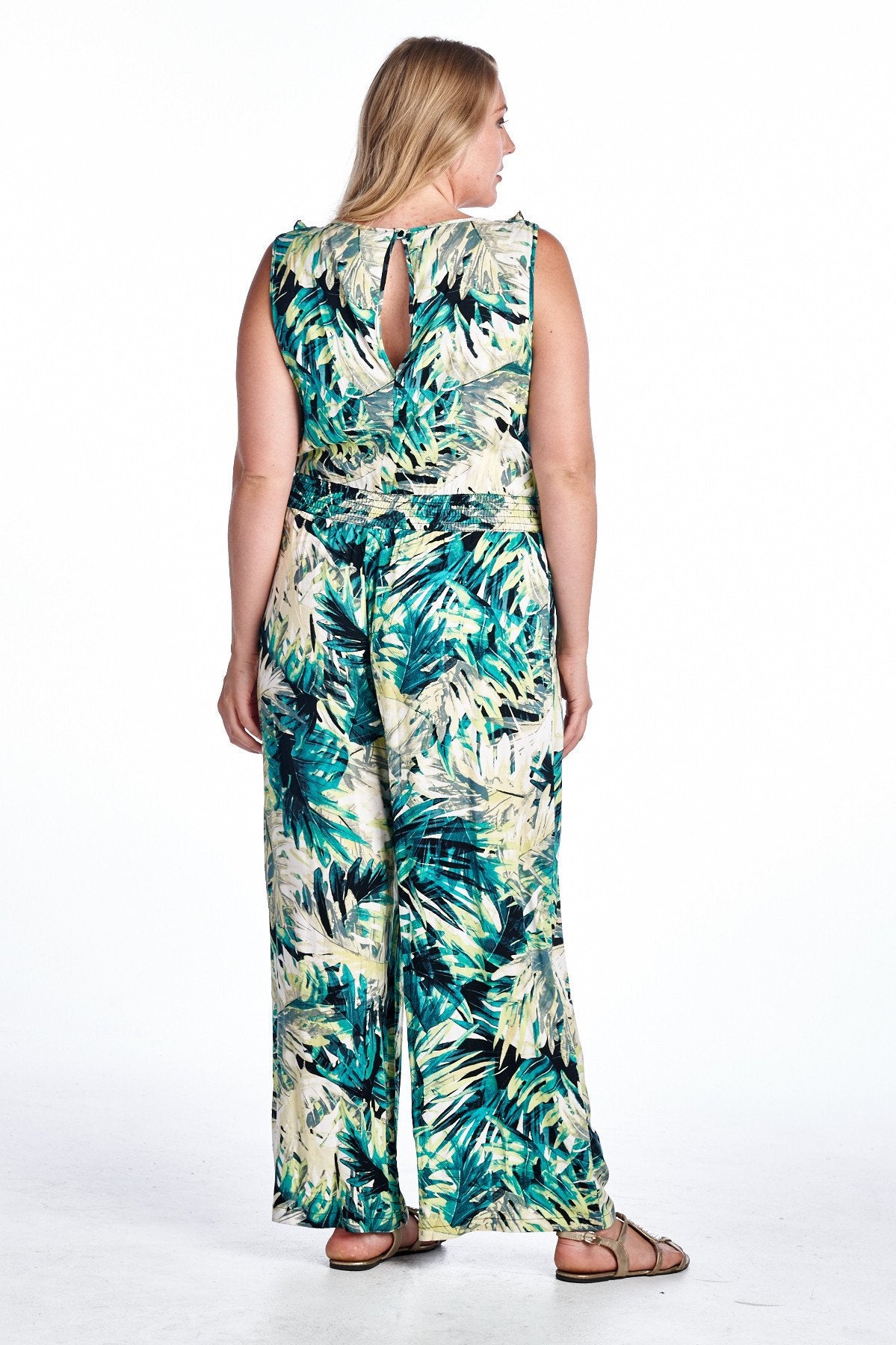 Women's Plus Size Tropical Print Sleeveless Jumpsuit Plus Size / Jumpsuit - Tophatter Daily Deals
