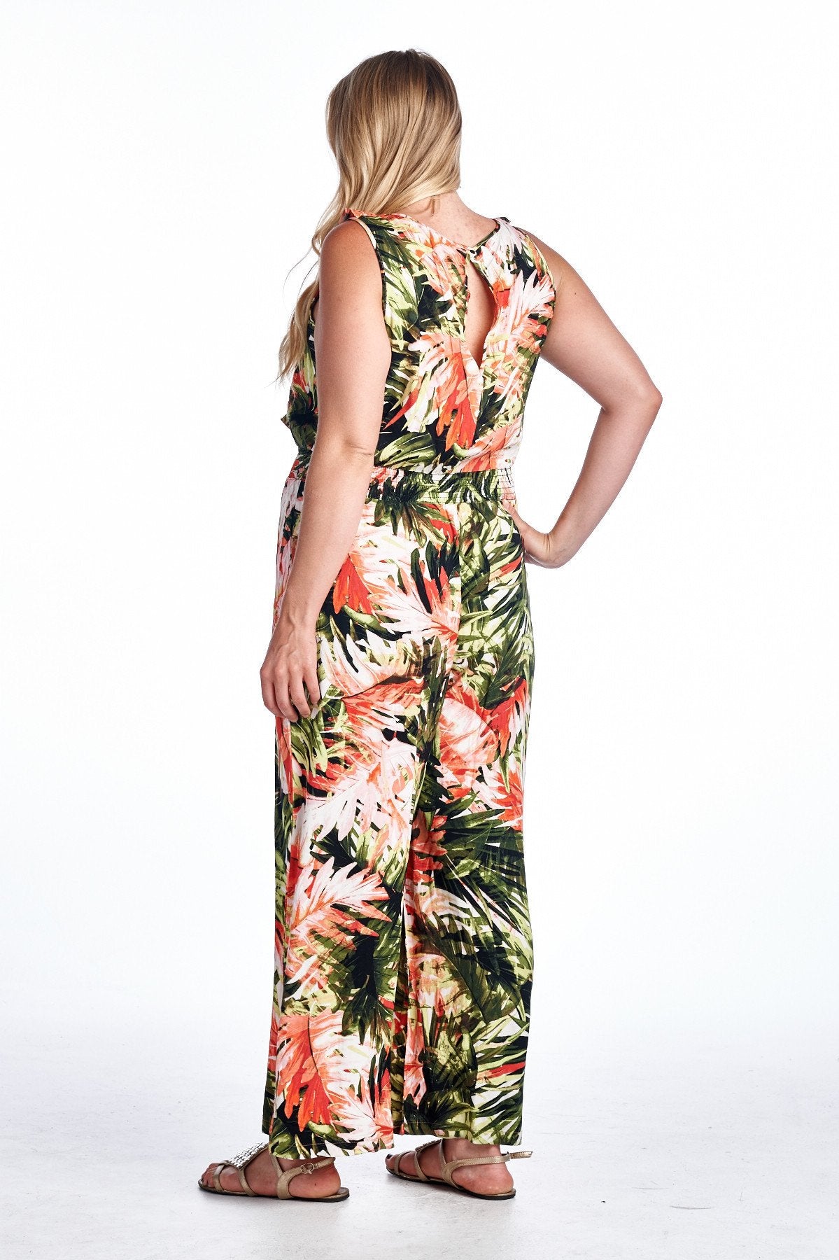 Women's Plus Size Tropical Print Sleeveless Jumpsuit Plus Size / Jumpsuit - Tophatter Daily Deals
