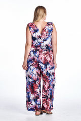 Women's Plus Size Tropical Print Sleeveless Jumpsuit Plus Size / Jumpsuit - Tophatter Daily Deals