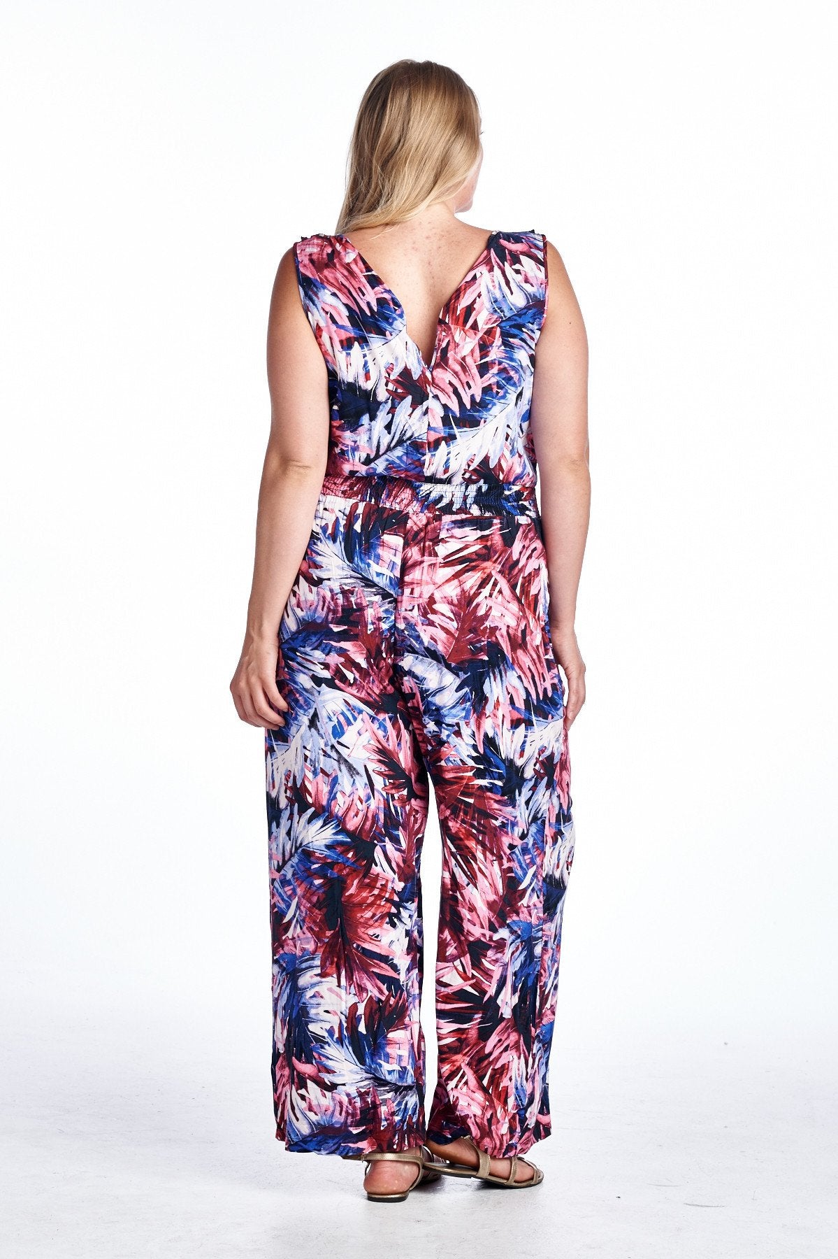 Women's Plus Size Tropical Print Sleeveless Jumpsuit Plus Size / Jumpsuit - Tophatter Daily Deals