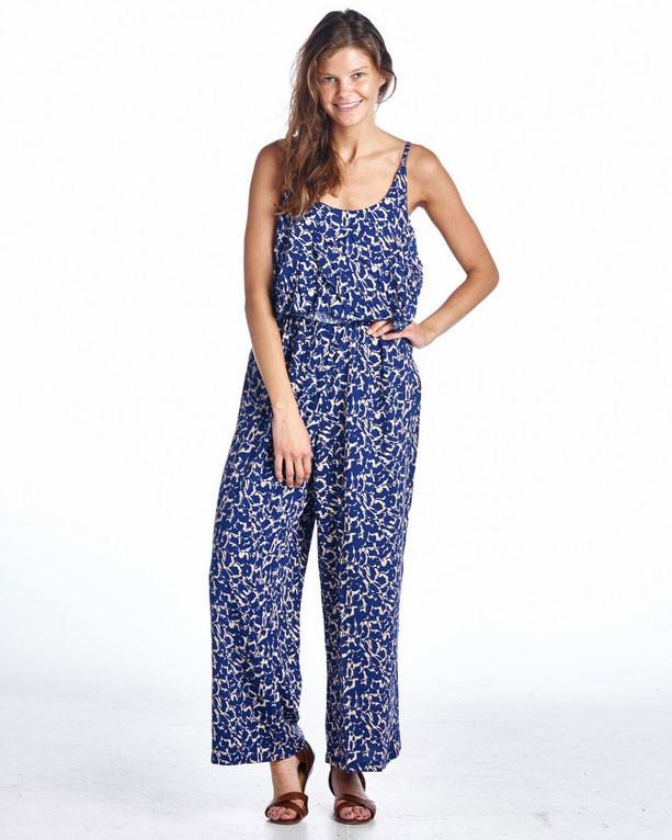 Women's Sleeveless Jumpsuit with Ruffles and Elastic Waistline Blue 30 Jumpsuit - Tophatter Daily Deals