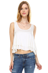 Women's Double Layer Loose Crop Tank Ivory 3 Tanks - Tophatter Daily Deals