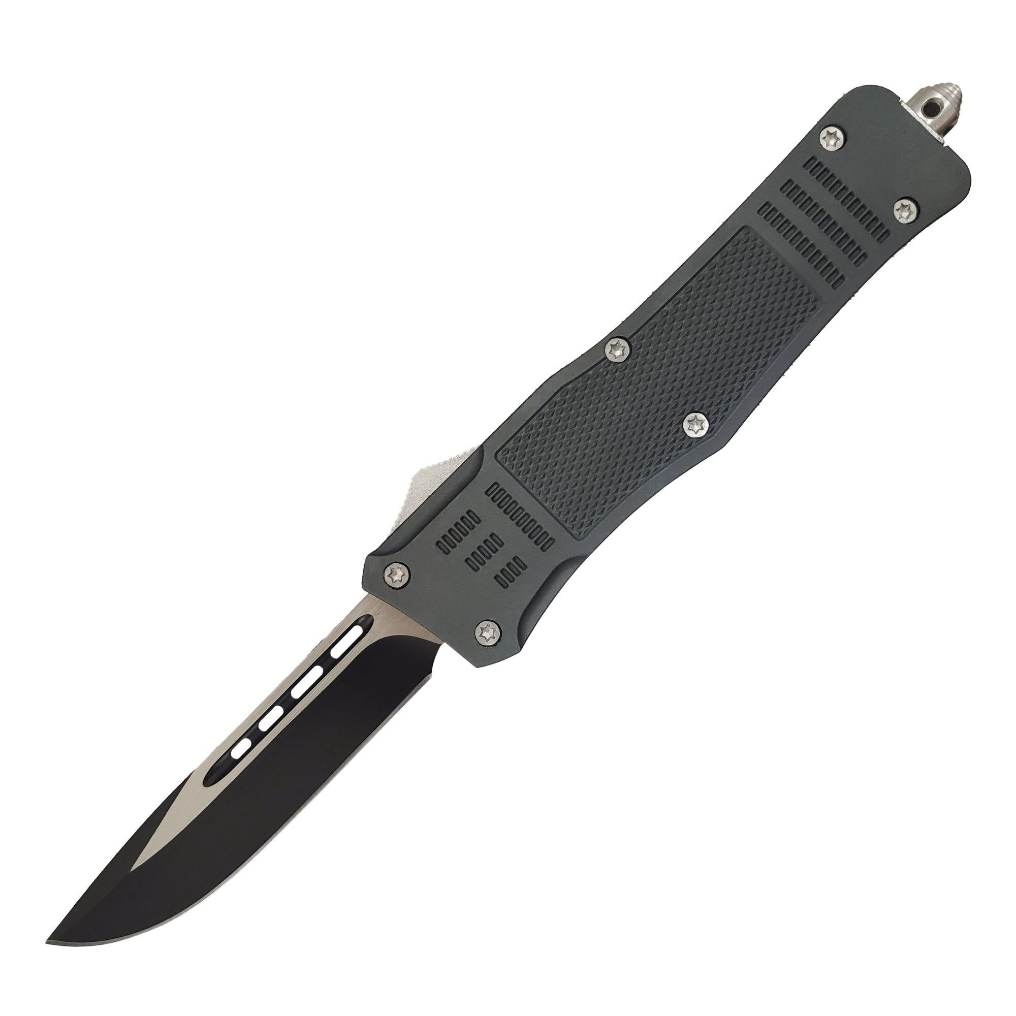 Automatic OTF Knife w/ Belt Clip - Tophatter's Inc. Daily Deals Online Large Gray Knife - Tophatter Daily Deals