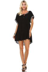 Women's Embroidered Detail Loose Boho Dress Black Dresses / Mini - Tophatter Daily Deals