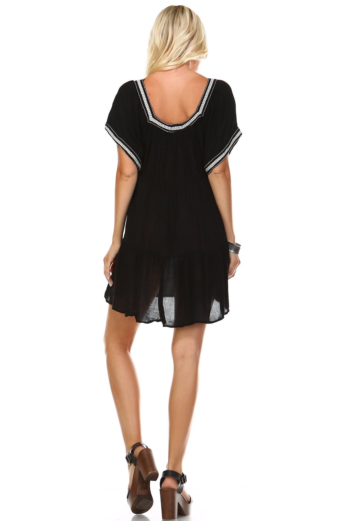 Women's Embroidered Detail Loose Boho Dress Dresses / Mini - Tophatter Daily Deals
