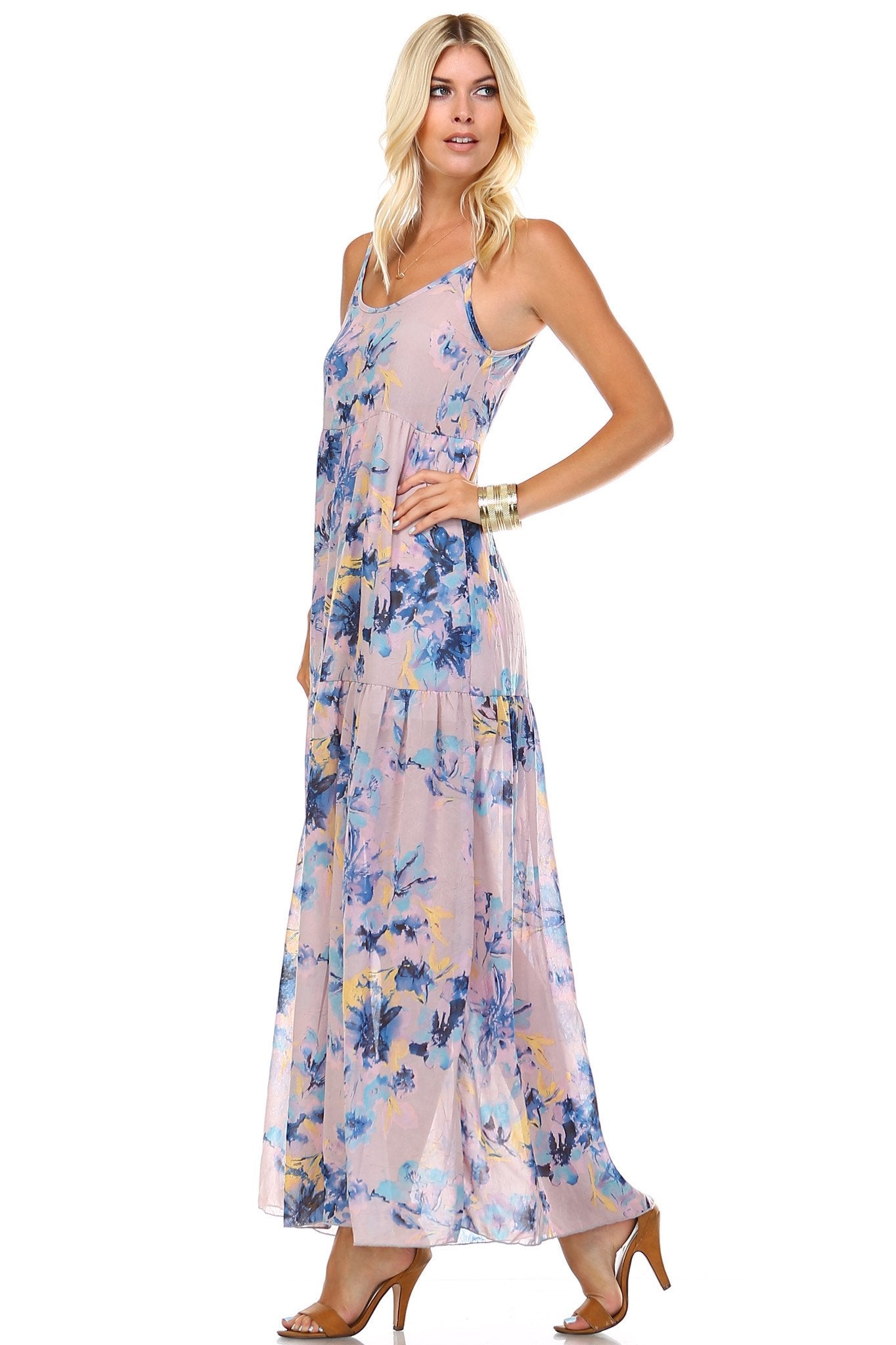 Women's Floral Printed Sleeveless Chiffon Maxi Dress Dresses / Maxi - Tophatter Daily Deals