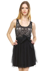 Women's Lacy Tulle Dress with Waist Tie Dresses / Mini - Tophatter Daily Deals