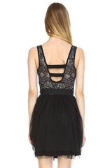 Women's Lacy Tulle Dress with Waist Tie Dresses / Mini - Tophatter Daily Deals