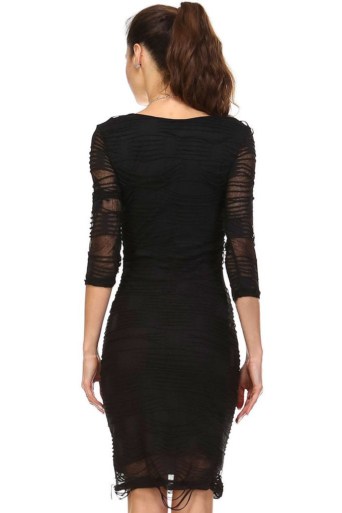 Women's 3/4 Three Quarter Sleeve Textured Knit Midi Dress Dresses / Midi - Tophatter Daily Deals
