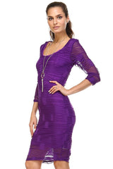 Women's 3/4 Three Quarter Sleeve Textured Knit Midi Dress Dresses / Midi - Tophatter Daily Deals