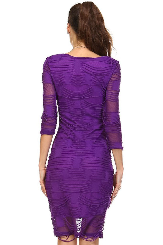 Women's 3/4 Three Quarter Sleeve Textured Knit Midi Dress Dresses / Midi - Tophatter Daily Deals