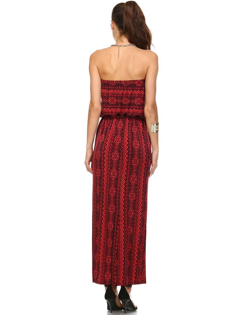 Women's Printed Strapless Maxi Dress Dresses / Maxi - Tophatter Daily Deals