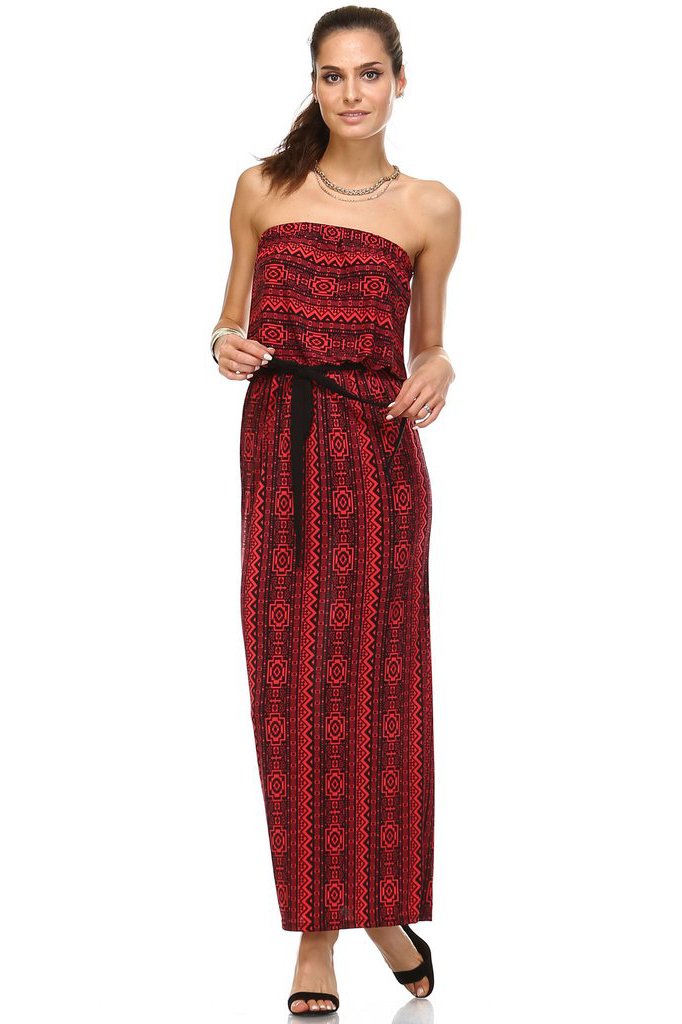 Women's Printed Strapless Maxi Dress Dresses / Maxi - Tophatter Daily Deals