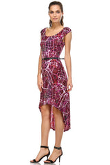 Women's Abstract Print Belted Hi-Low Dress Dresses / Midi - Tophatter Daily Deals
