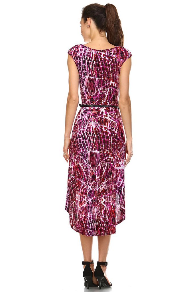 Women's Abstract Print Belted Hi-Low Dress Dresses / Midi - Tophatter Daily Deals