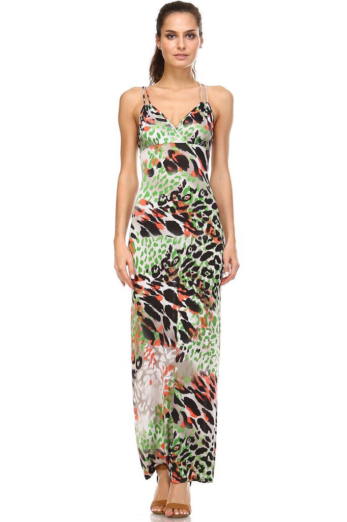 Women's Double Strap Cross-Back Maxi Tank Dress Green 30 Dresses / Maxi - Tophatter Daily Deals