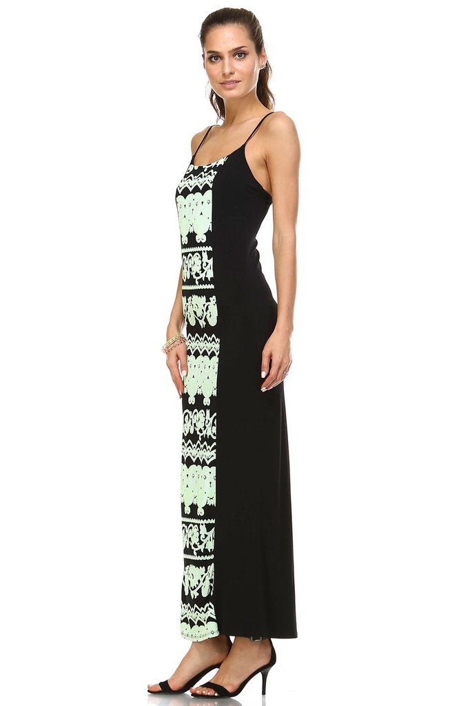 Women's Printed Contrast Maxi Tank Dress Dresses / Maxi - Tophatter Daily Deals
