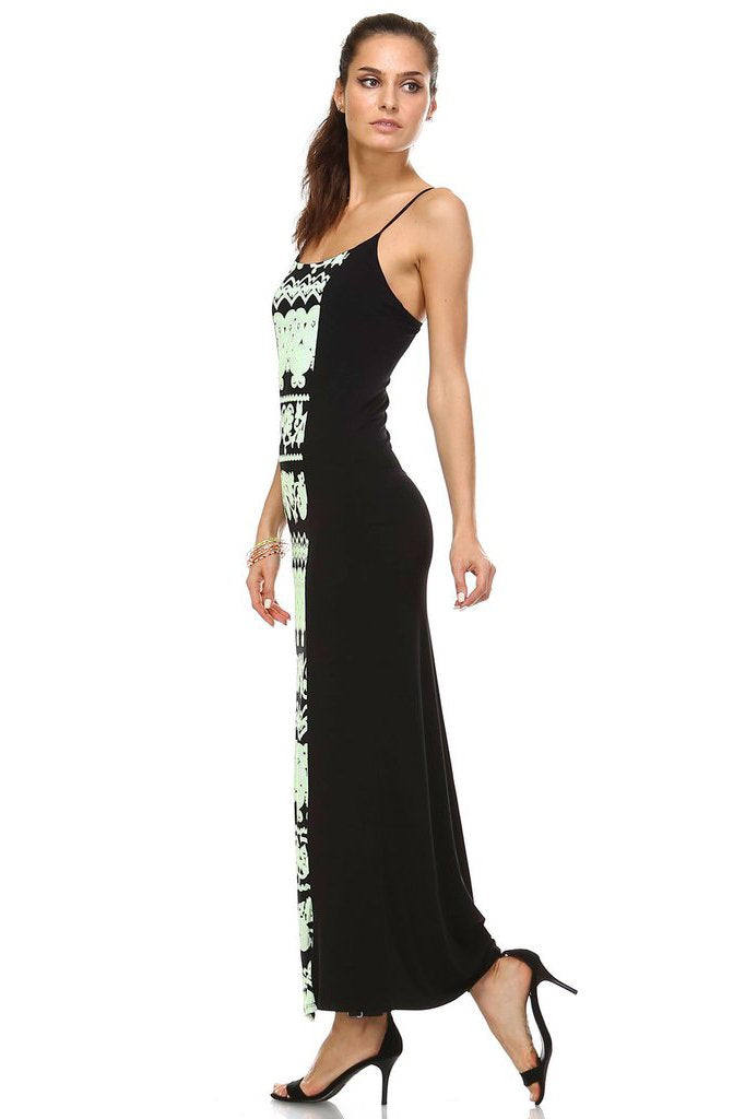 Women's Printed Contrast Maxi Tank Dress Dresses / Maxi - Tophatter Daily Deals