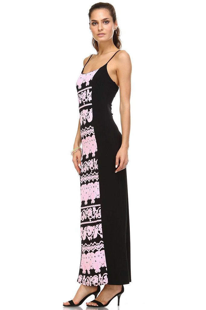 Women's Printed Contrast Maxi Tank Dress Dresses / Maxi - Tophatter Daily Deals