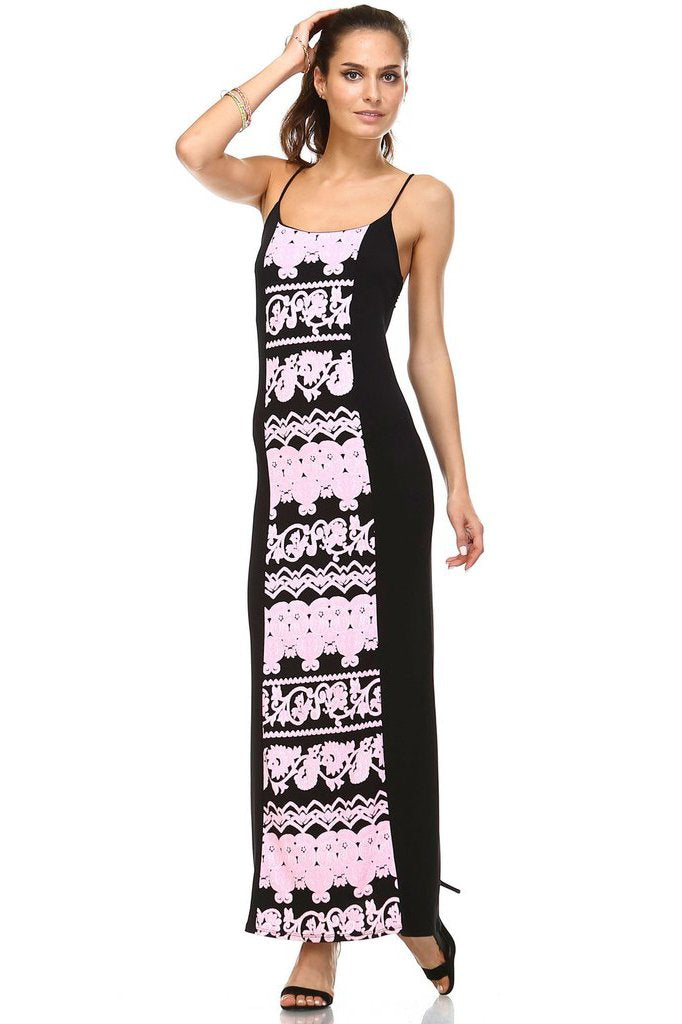Women's Printed Contrast Maxi Tank Dress Dresses / Maxi - Tophatter Daily Deals