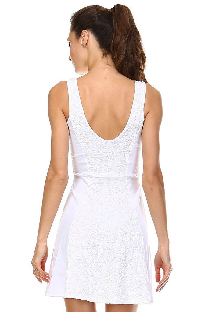Women's White Skater Dress with Contrast Panel Dresses / Mini - Tophatter Daily Deals