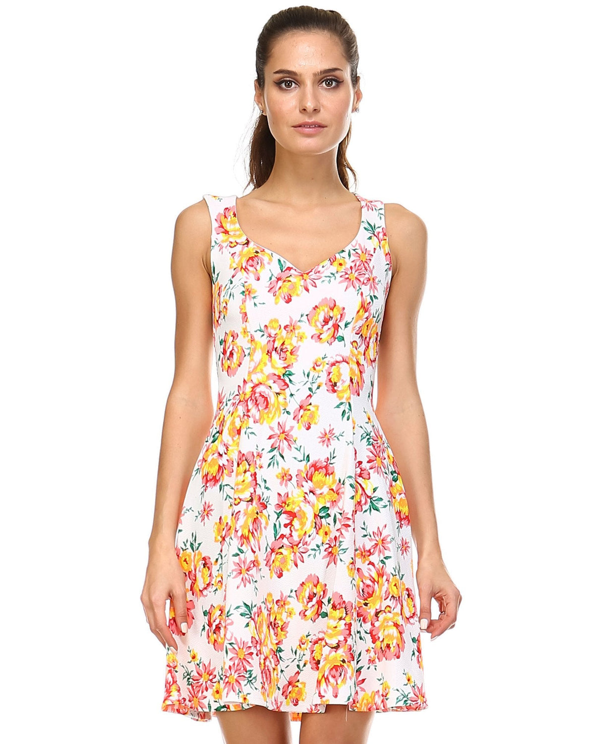 Women's Floral Printed Skater Dress Dresses / Mini - Tophatter Daily Deals