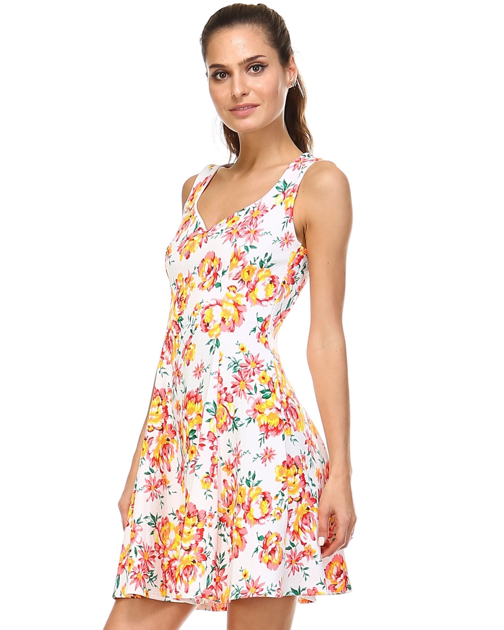 Women's Floral Printed Skater Dress Dresses / Mini - Tophatter Daily Deals