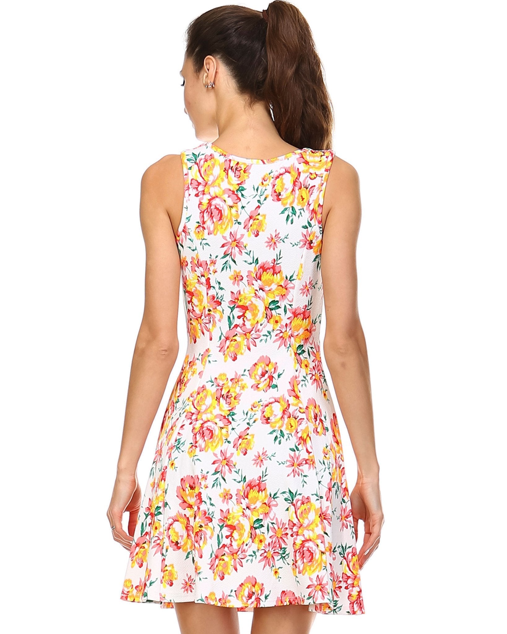Women's Floral Printed Skater Dress Dresses / Mini - Tophatter Daily Deals