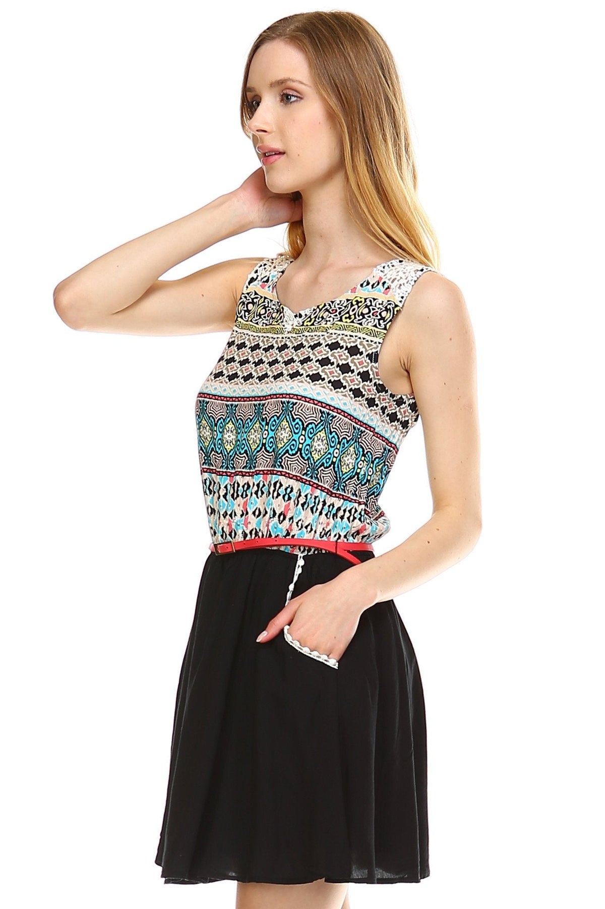 Women's Crochet Detail Belted Sleeveless Dress Dresses / Mini - Tophatter Daily Deals