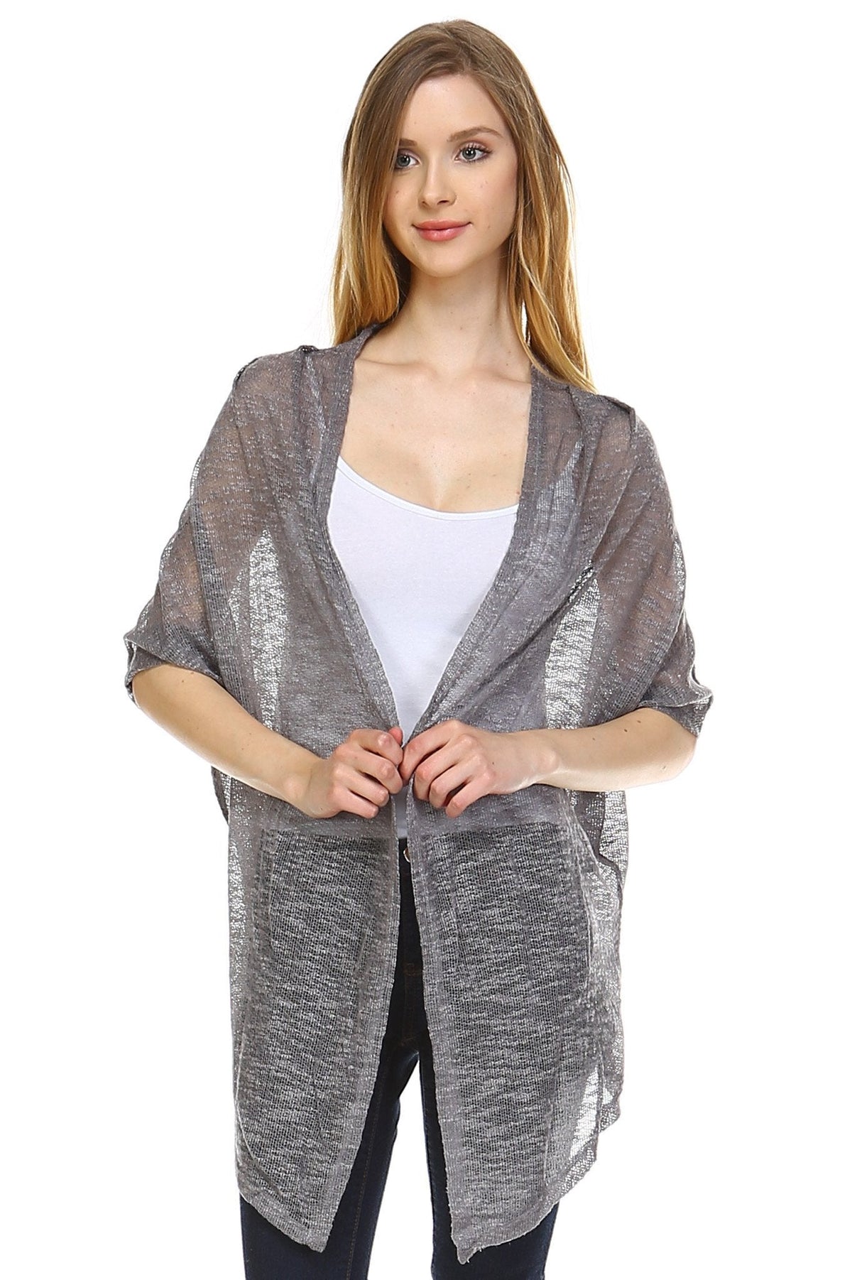 Women's Knit Cardigan Top Charcoal 10 Cardigan - Tophatter Daily Deals