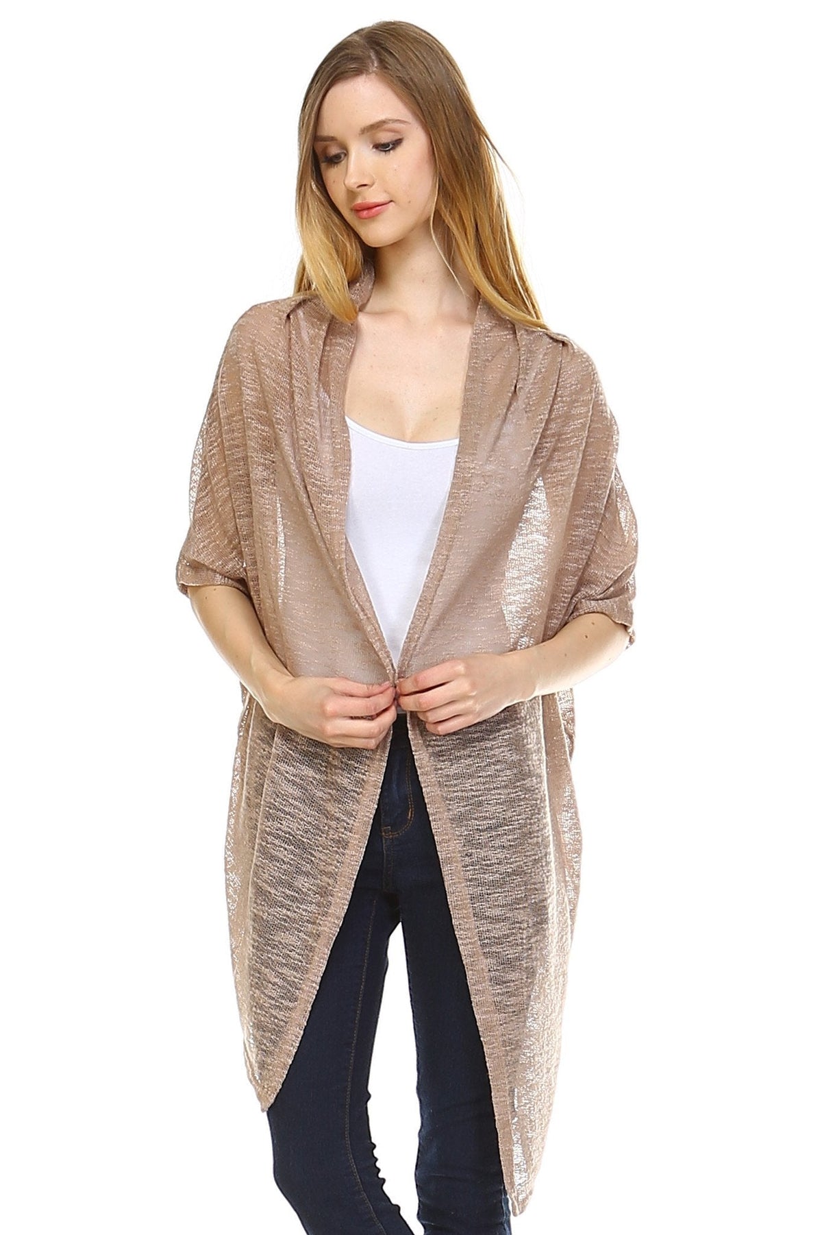 Women's Knit Cardigan Top Mocha 10 Cardigan - Tophatter Daily Deals