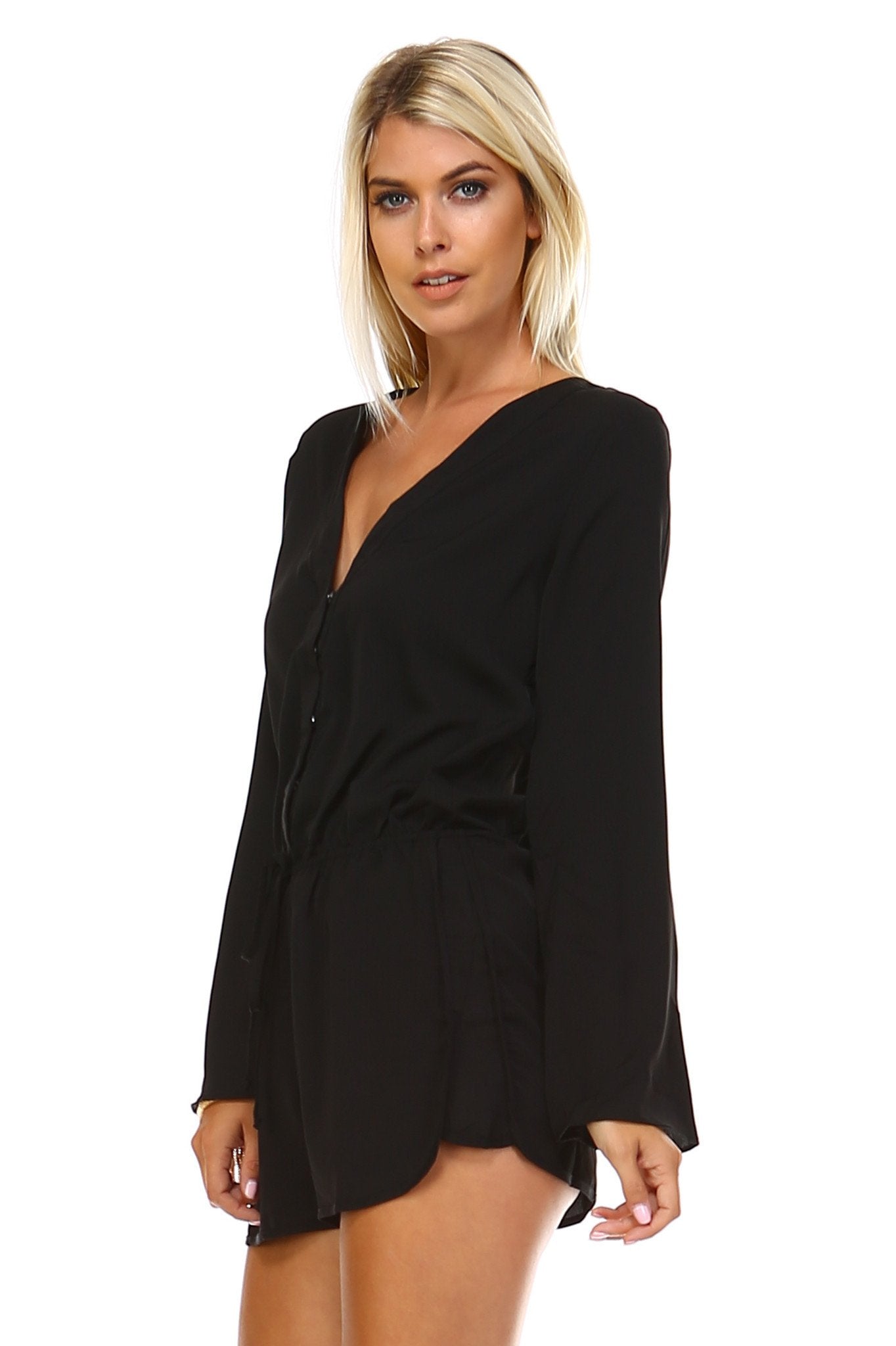 Women's Long Sleeve Waist Tie Romper Romper - Tophatter Daily Deals