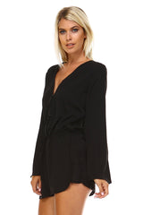 Women's Long Sleeve Waist Tie Romper Romper - Tophatter Daily Deals