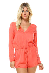 Women's Long Sleeve Waist Tie Romper Romper - Tophatter Daily Deals