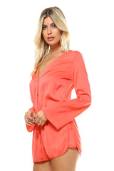 Women's Long Sleeve Waist Tie Romper Romper - Tophatter Daily Deals