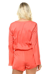 Women's Long Sleeve Waist Tie Romper Romper - Tophatter Daily Deals