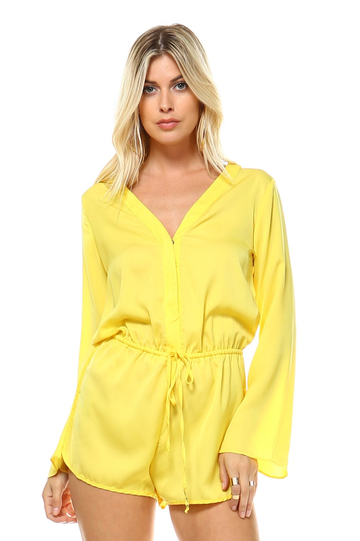 Women's Long Sleeve Waist Tie Romper Romper - Tophatter Daily Deals