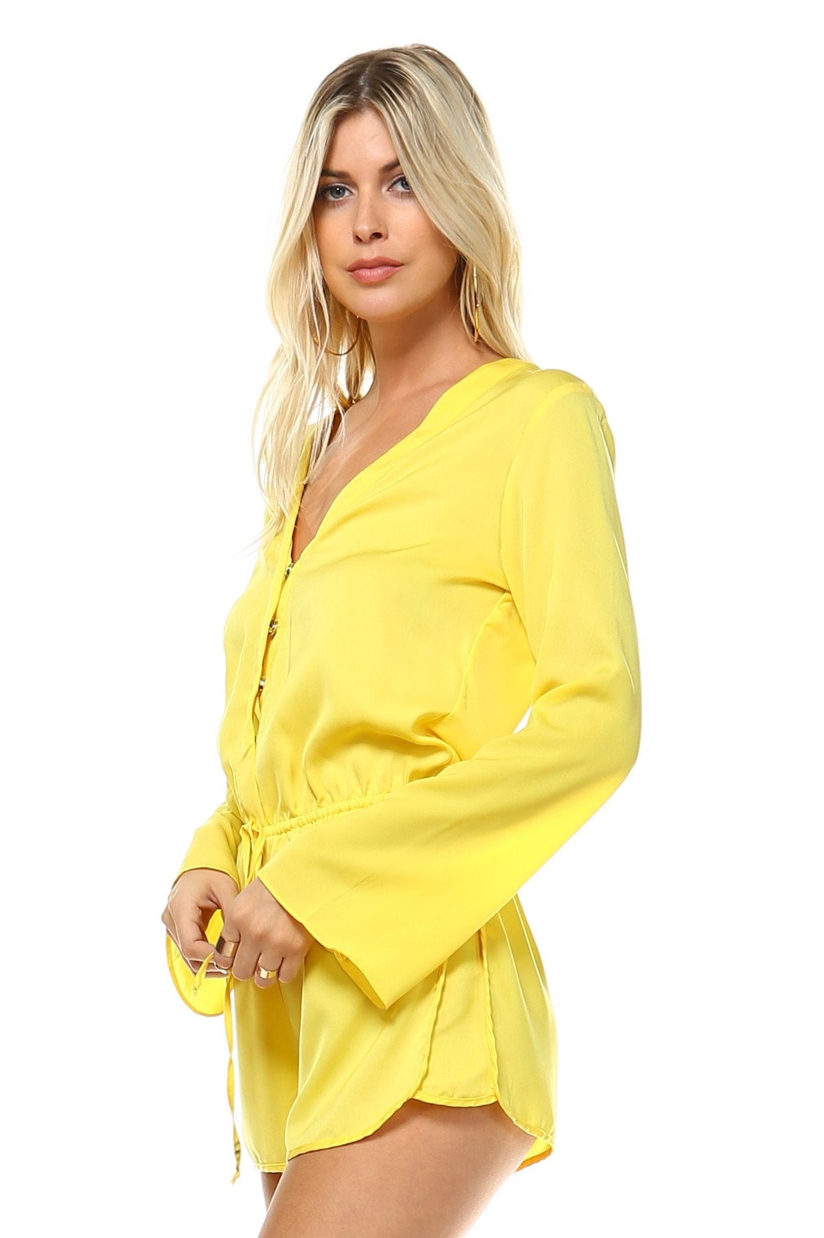 Women's Long Sleeve Waist Tie Romper Romper - Tophatter Daily Deals