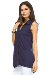 Women's Hi-Low Collar Top Tops / Button Down - Tophatter Daily Deals