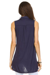 Women's Hi-Low Collar Top Tops / Button Down - Tophatter Daily Deals