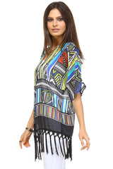Women's Multi Color Tassel Detail Kimono Top Tops - Tophatter Daily Deals