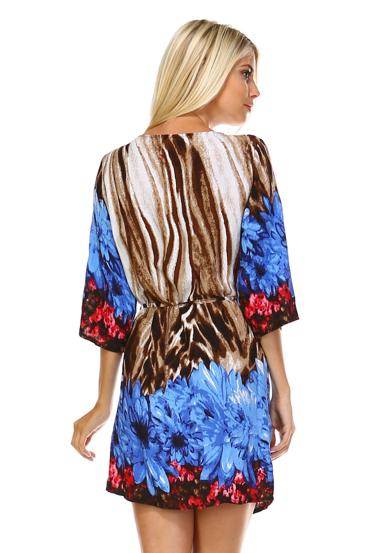 Women's Printed Waist Tie Zip-Up Dress Dresses / Midi - Tophatter Daily Deals