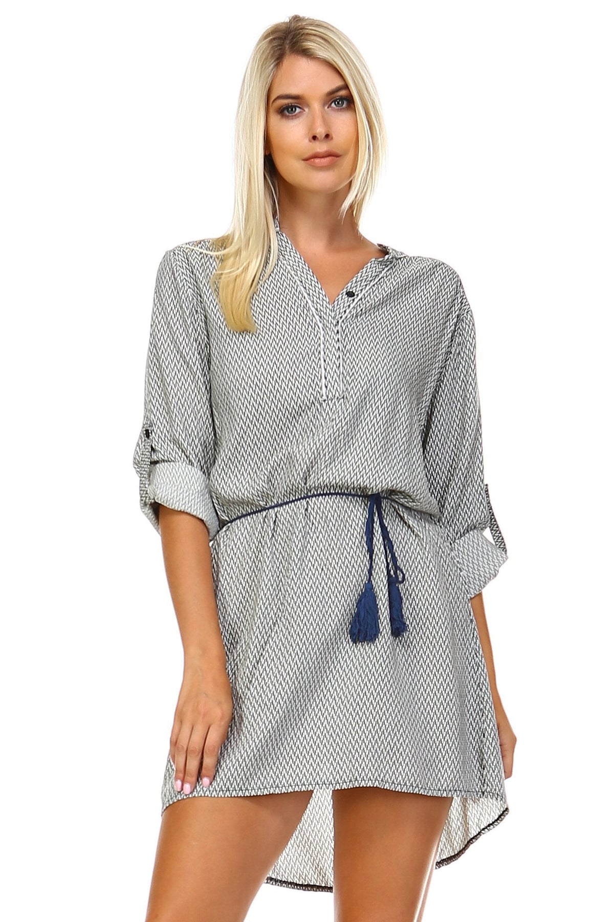 Women's Front Tassel Tie Button Up Dress Dresses / Mini - Tophatter Daily Deals