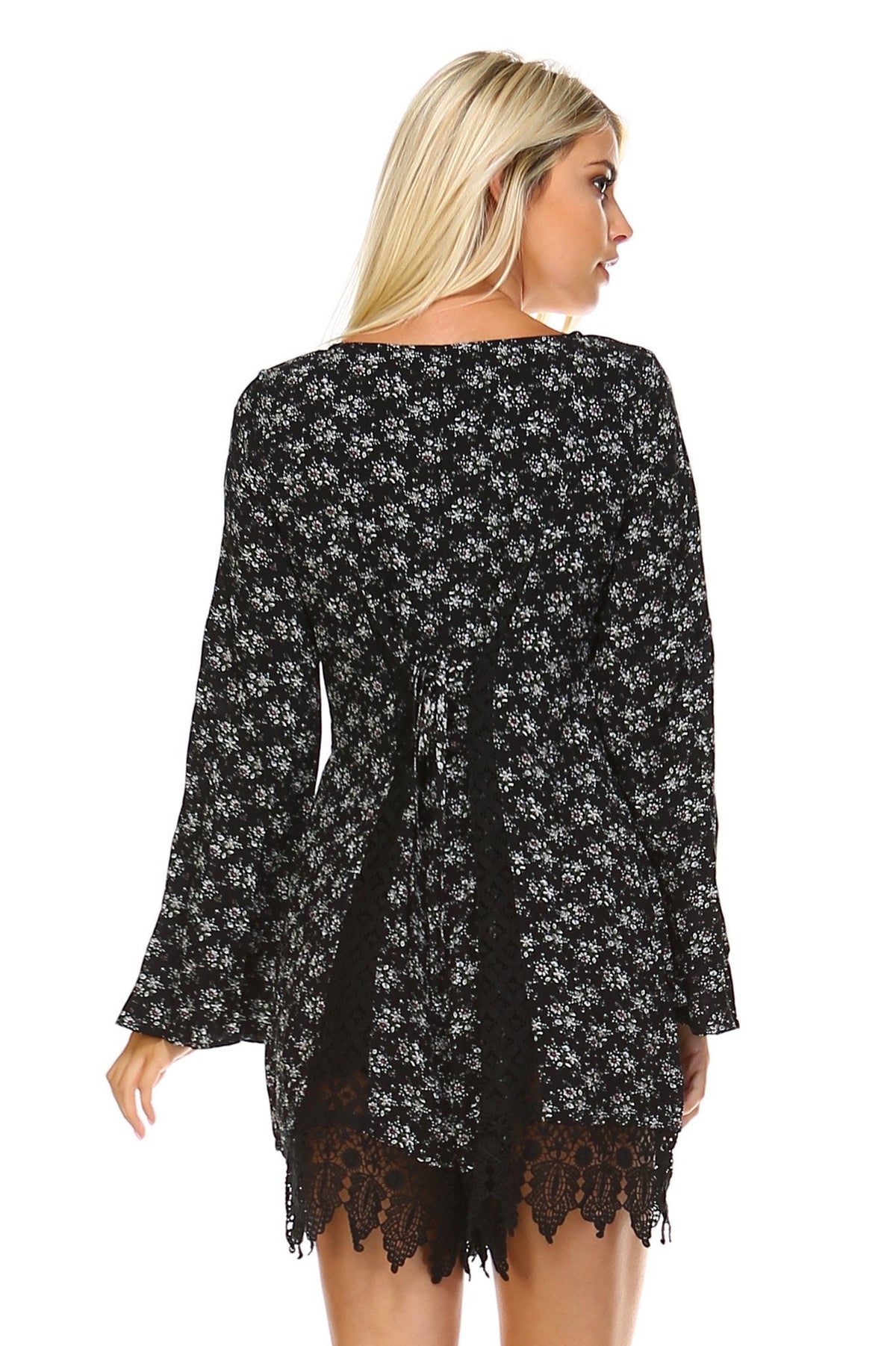 Women's Long Sleeve Back Tie Lace Detail Romper Romper - Tophatter Daily Deals