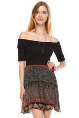 Women's Printed Off Shoulder A-Line Dress Dresses / Mini - Tophatter Daily Deals