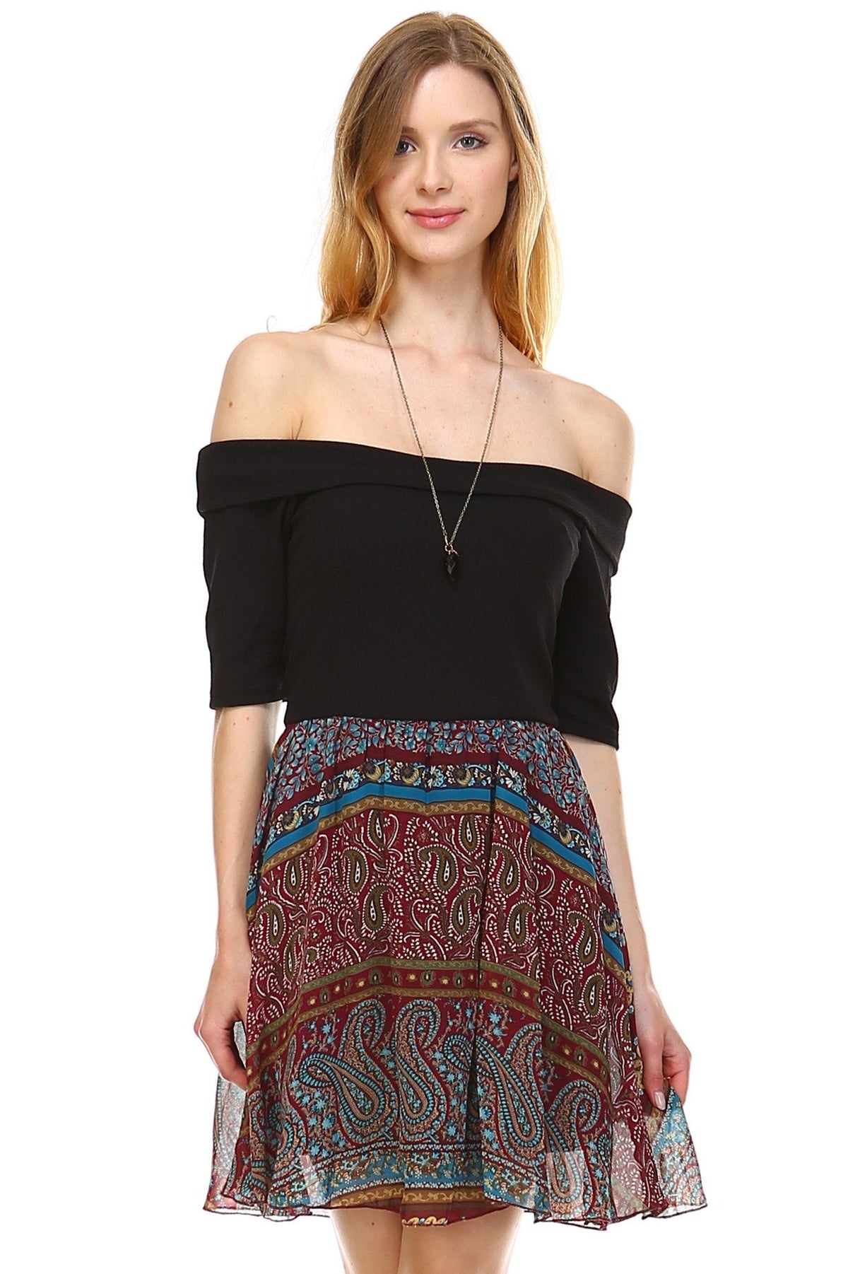 Women's Printed Off Shoulder A-Line Dress Dresses / Mini - Tophatter Daily Deals