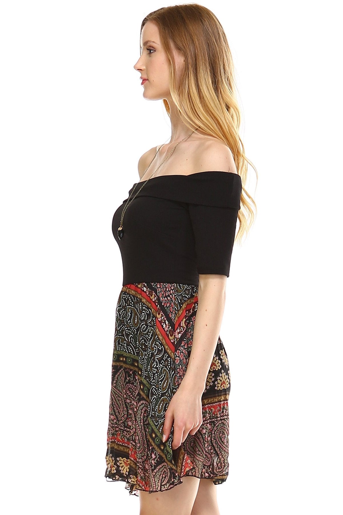 Women's Printed Off Shoulder A-Line Dress Dresses / Mini - Tophatter Daily Deals